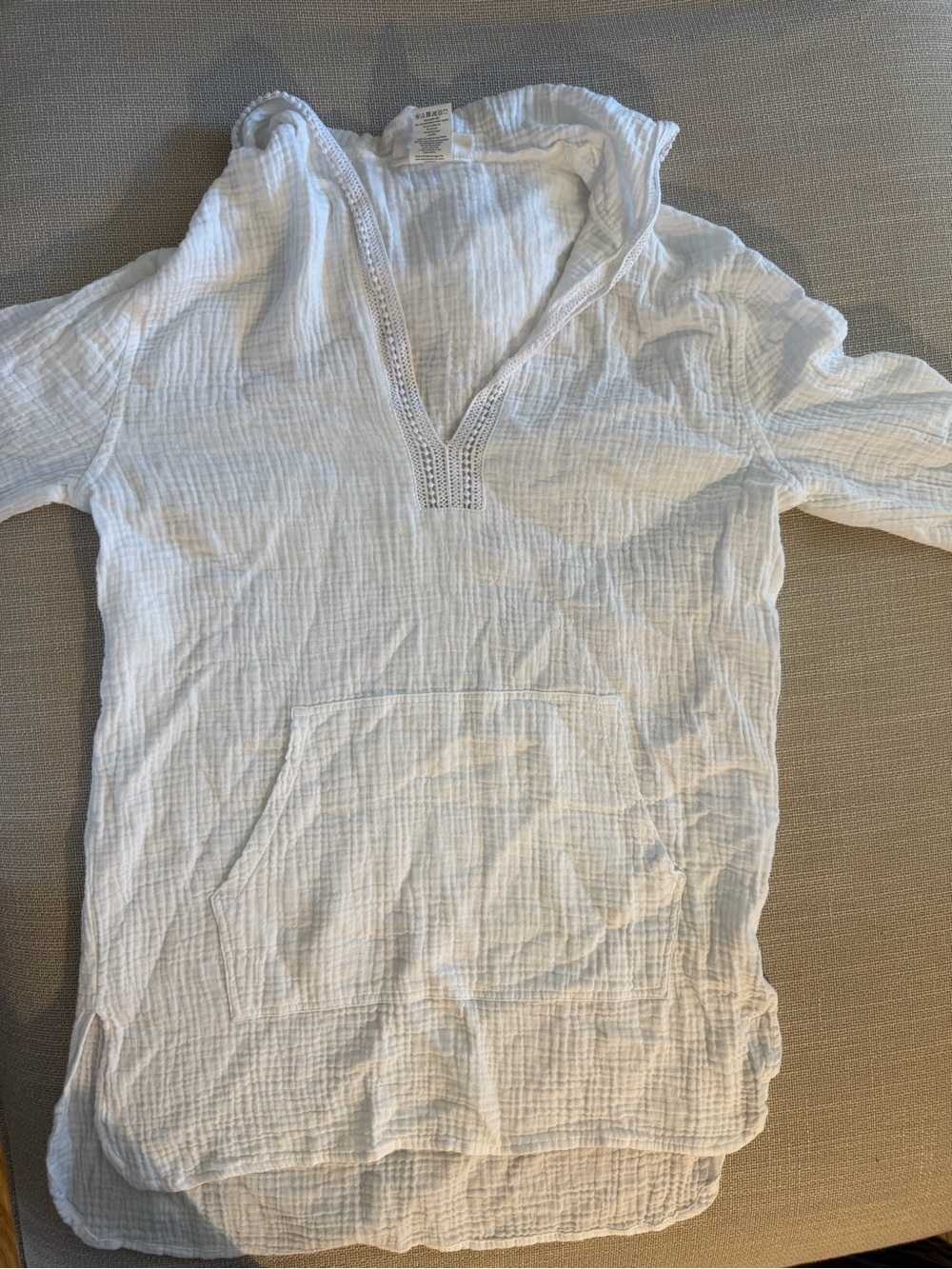 La Blanca White Hooded Cotton Gauze Swim Cover-Up